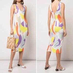 ALICE AND OLIVIA JAMES ABSTRACT PATTERN BODY-CON TANK DRESS IN WHITE MULTI 10